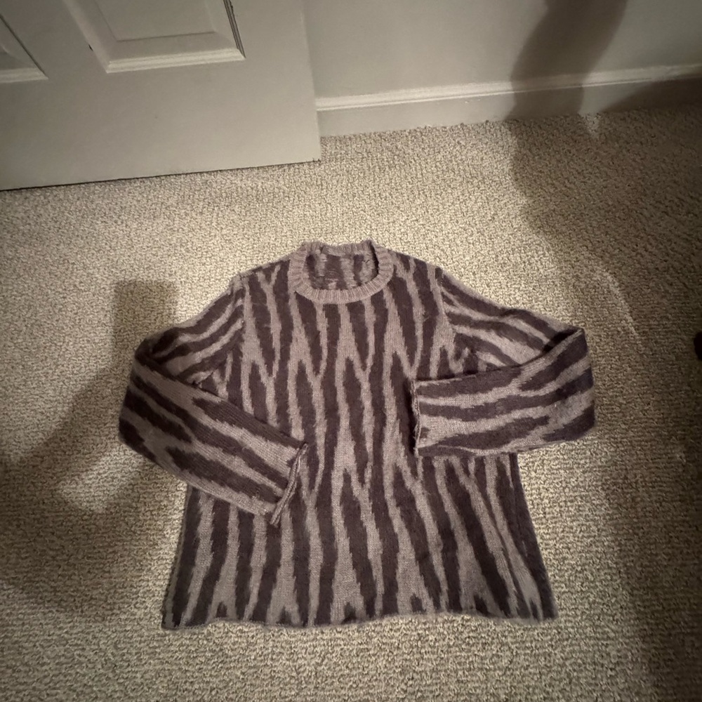 Wooden Ships Zebra Stripe Sweater in Gray and charcoal